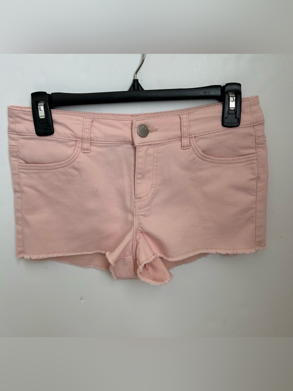Divided H&M Pink Denim Jean Daisy Duke Short Shorts Fringed Cut Off Shorts Sz 6